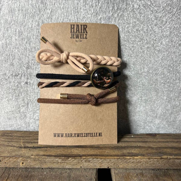 Hairjewelz colourbands haarelastieken Etnic Brown