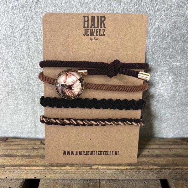 Hairjewelz colourbands haarelastieken Brown Flower