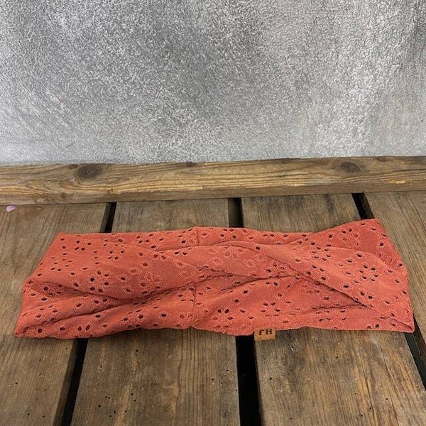 Hairjewelz haarband twist Broderie vintage rood