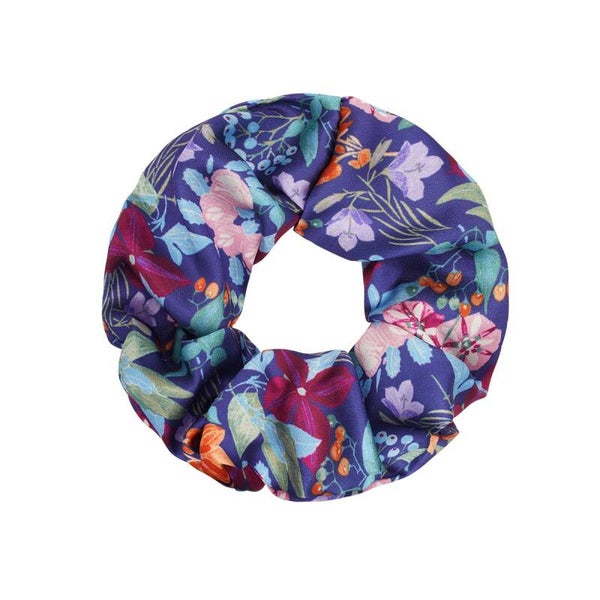 Scrunchie bloemen blauw