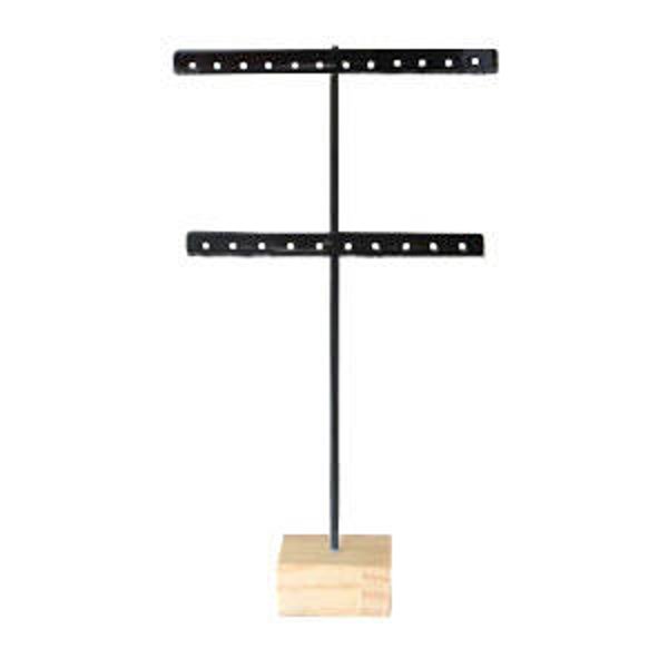 Display voor 11 paar oorbellen licht hout - zwart