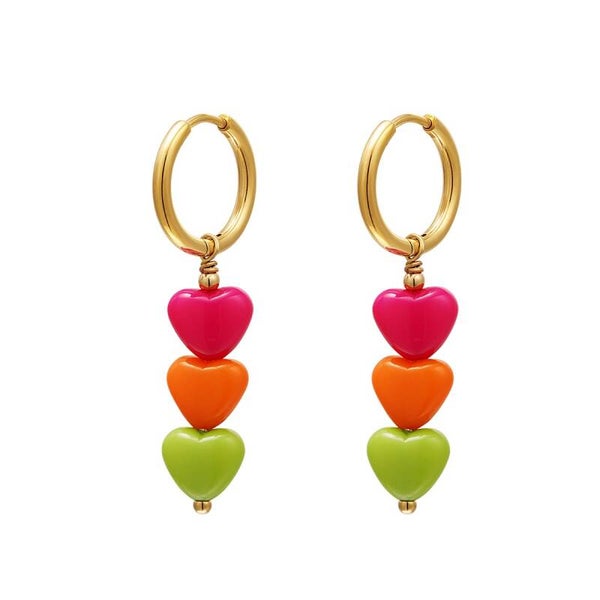 Hoops summergirls colorful hearts small fuchsia - oranje - groen