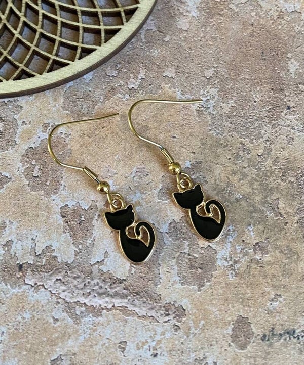 Oorbellen kittycat zwart