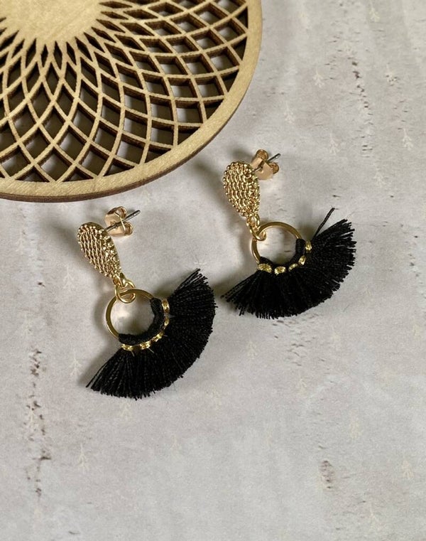 Oorbellen Fancy Fan small zwart