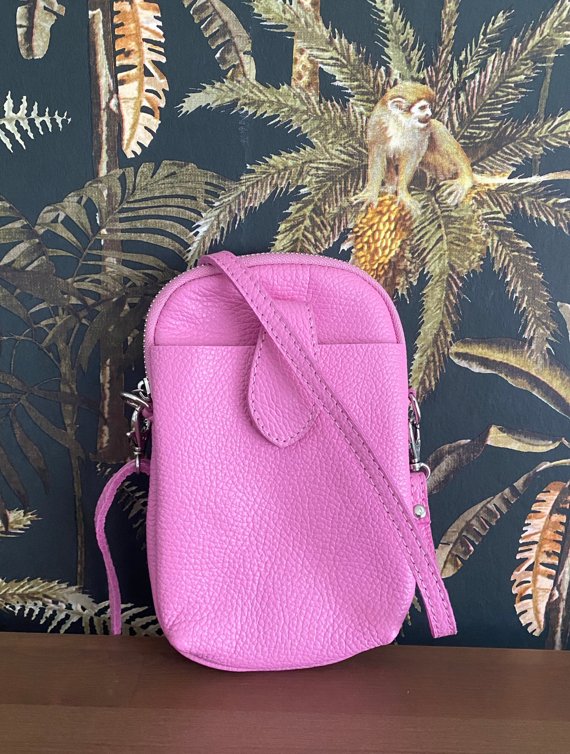 Lederen tas Isola roze