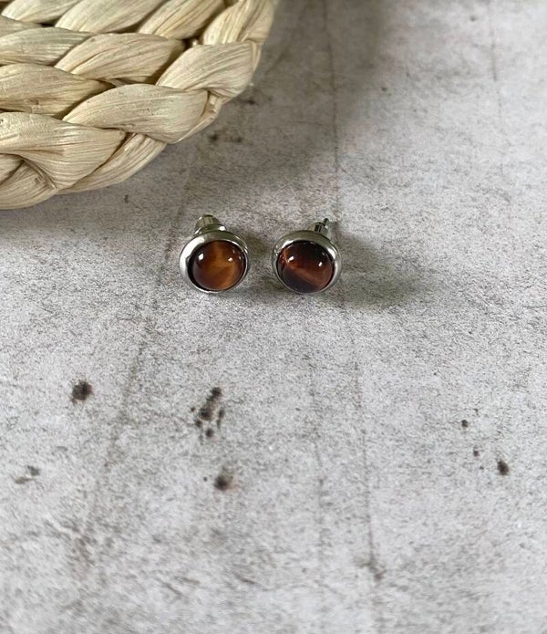 Oorbellen Nature rode tijgeroog