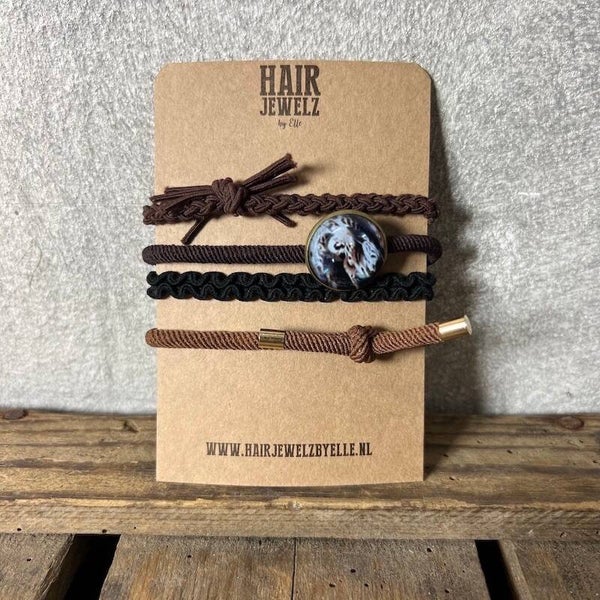 Hairjewelz colourbands haarelastieken Coffee Brown