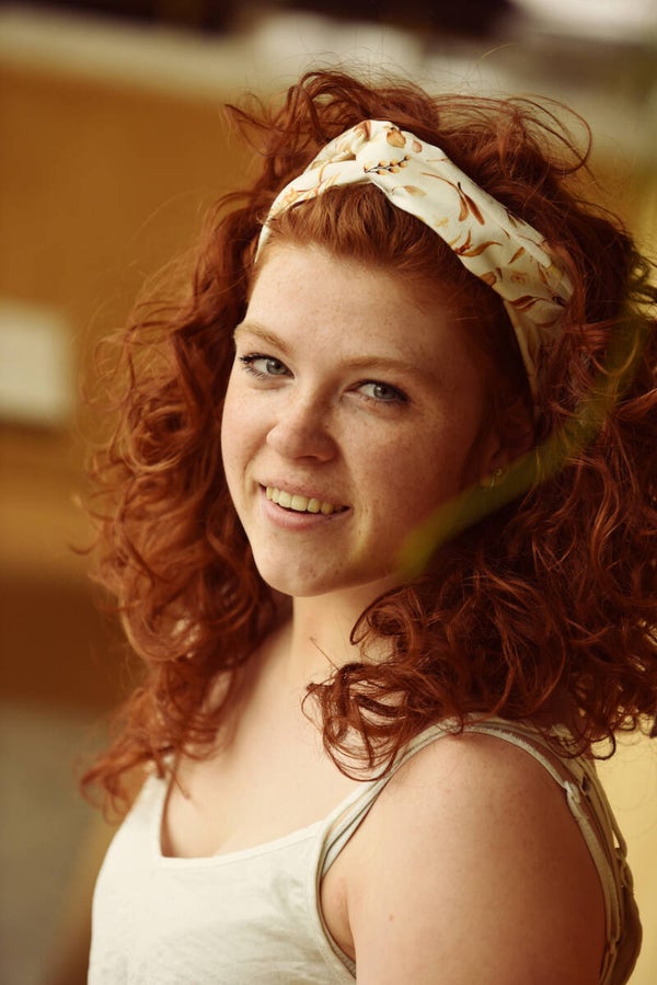 Hairjewelz haarband twist Romantic Flower cognac