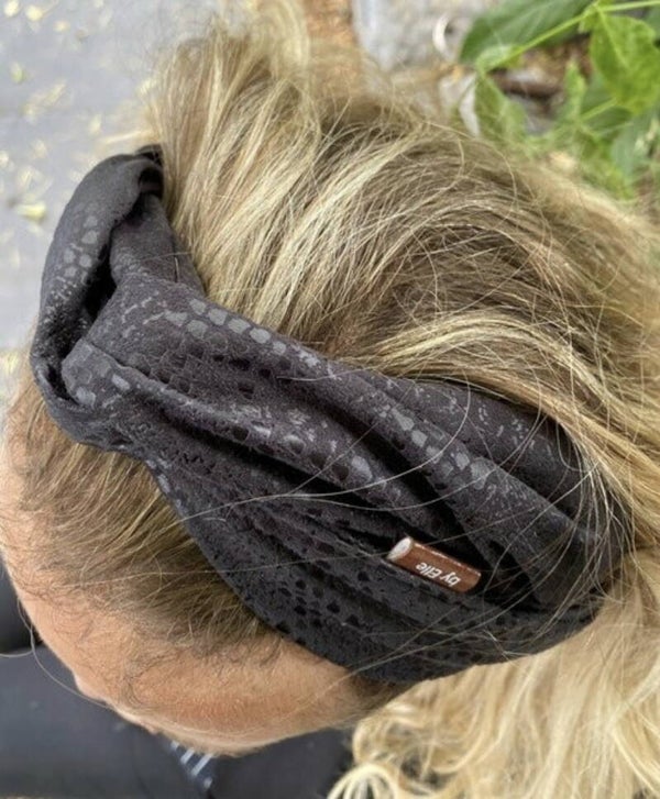 Hairjewelz haarband bandeau Leather Snake zwart