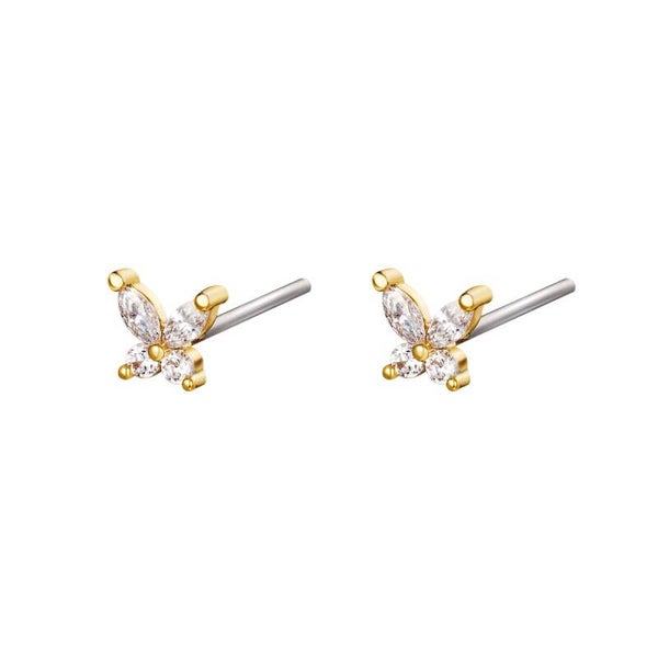 Studs diamond butterfly goud