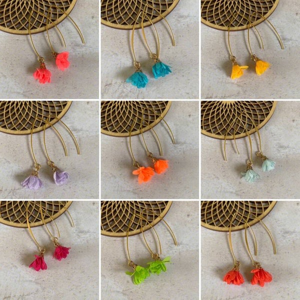 Oorbellen Floret Tassel lang goud