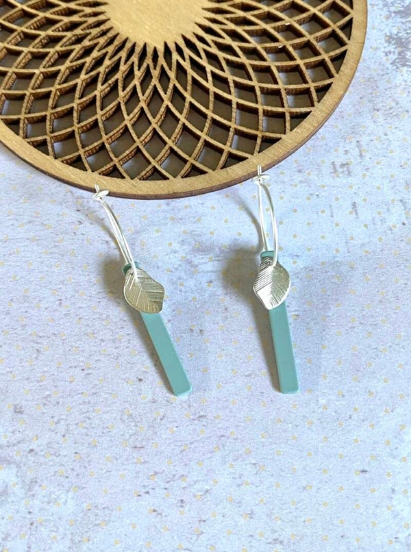 Hoops Amina zeegroen - zilver