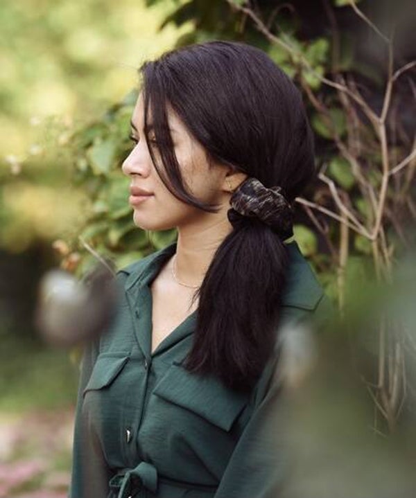 Hairjewelz scrunchie maxi Secret Garden bruin