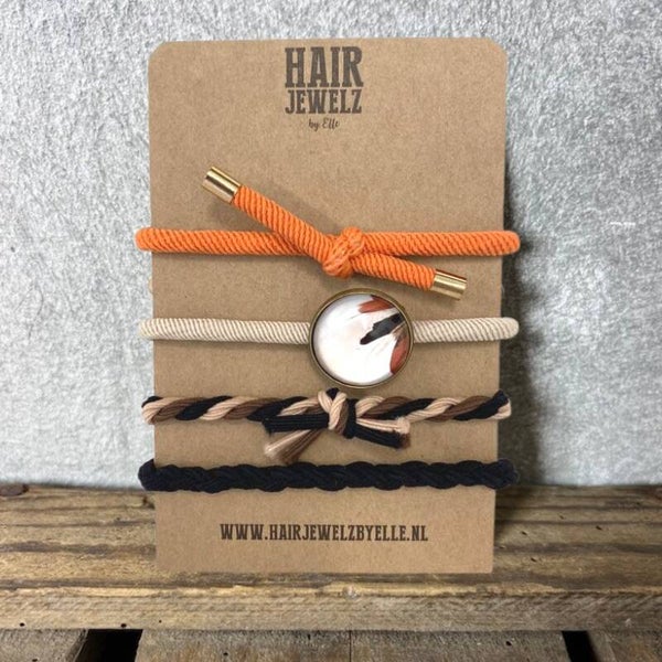 Hairjewelz colourbands haarelastieken Orange Flower