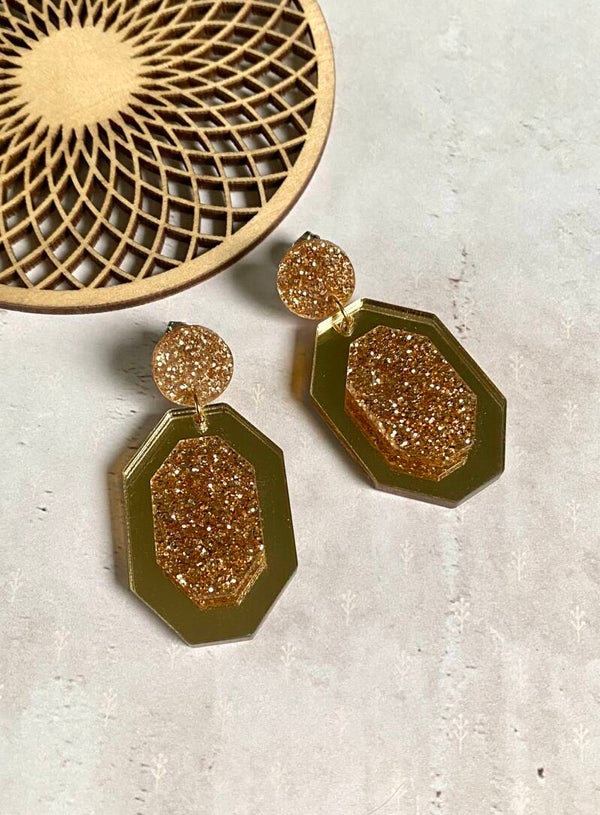 Oorbellen Nouchka goud metallic glitter