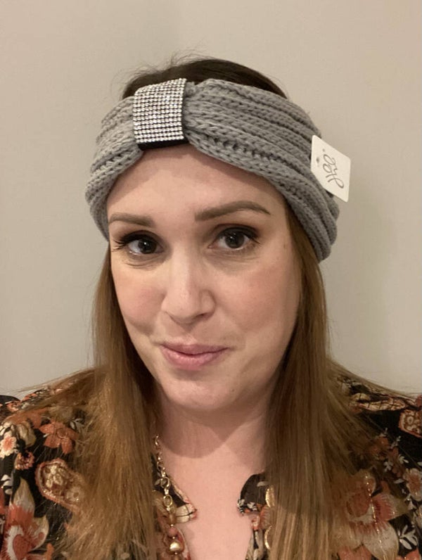 Haarband shining stud grijs