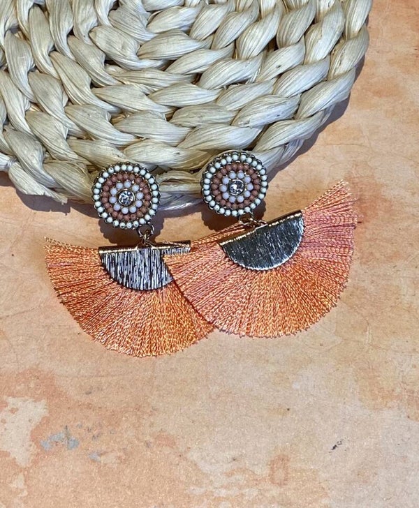 Oorbellen Fancy Fan koraal (2 uitvoeringen)