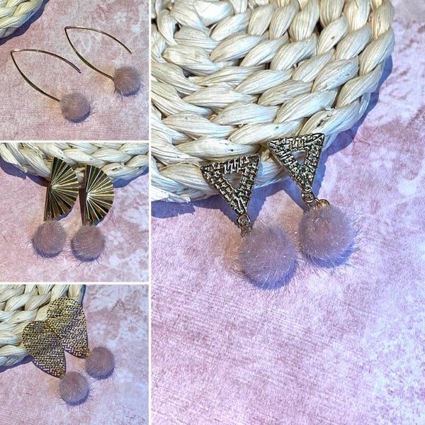 Oorbellen Playful Pompon roze