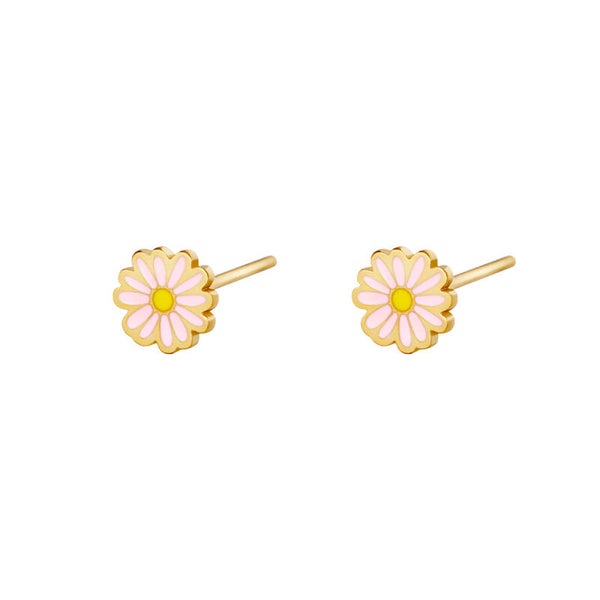 Studs golden daisy roze