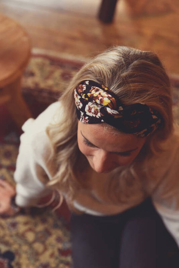 Hairjewelz haarband twist Soul of Flowers zwart