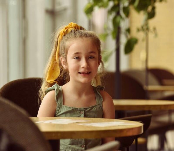 Hairjewelz scrunchie met lint Boho geel