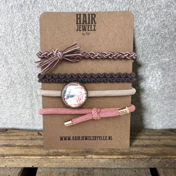 Hairjewelz colourbands haarelastieken Urban Rose