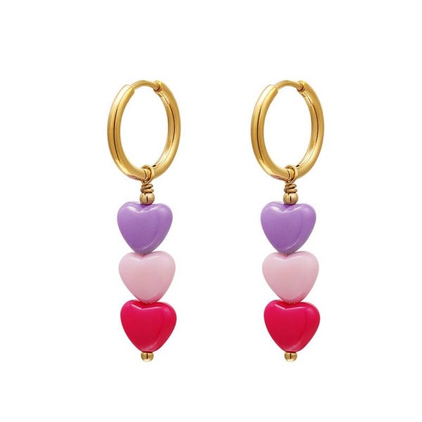 Hoops summergirls colorful hearts small paars - lichtroze - fuchsia