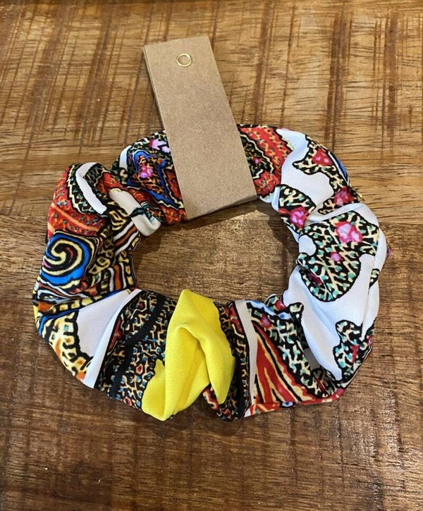 Hairjewelz scrunchie original Funky Flower Yellow