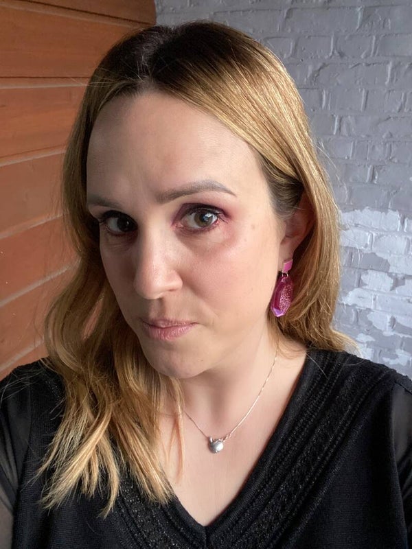 Oorbellen Nouchka roze metallic glitter