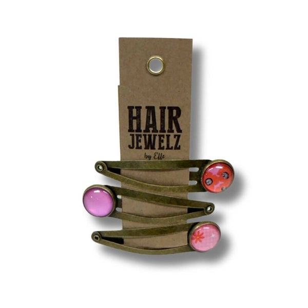 Hairjewelz color clip click Coral Pop