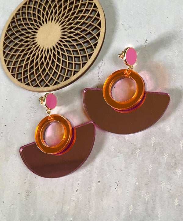 Oorbellen Kirrinah roze - oranje metallic