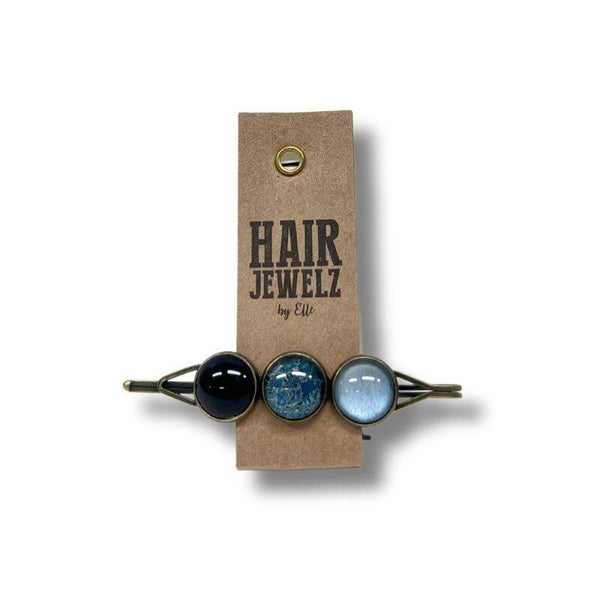 Hairjewelz color clip triple Denim