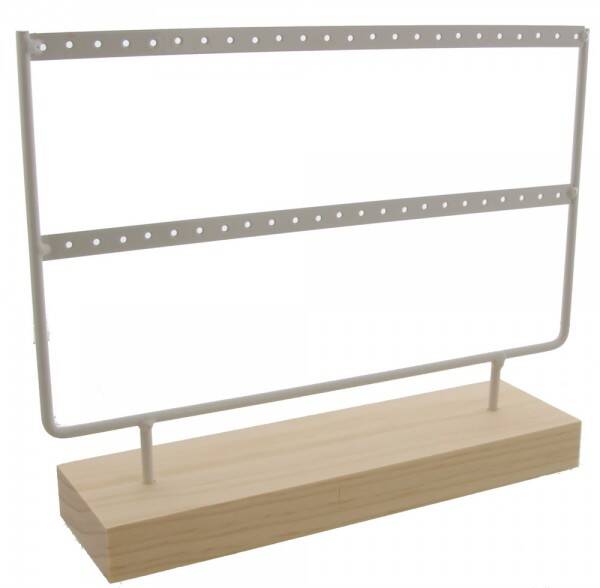 Display voor 24 paar oorbellen licht hout - wit