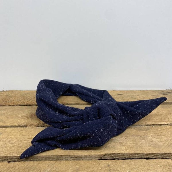 Hairjewelz haarband bandeau mini Glitter donkerblauw