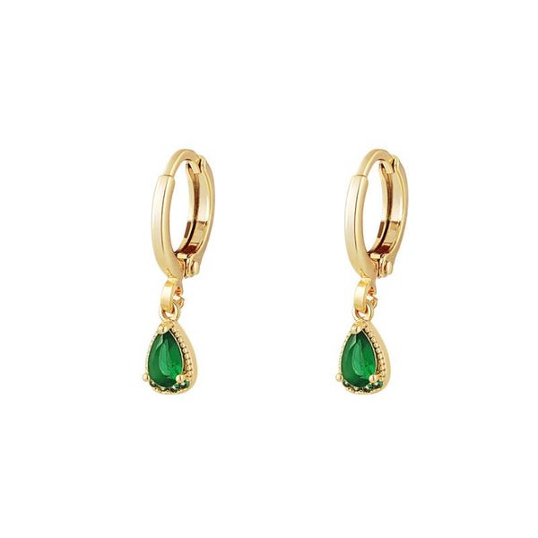 Hoops sparkle drops goud - groen