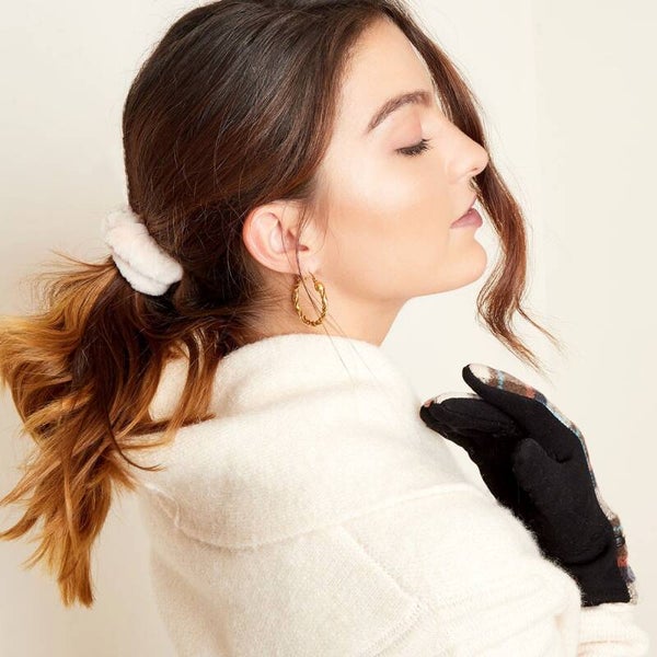 Scrunchie pluche wit