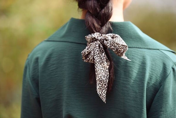 Hairjewelz scrunchie met lint Leopard
