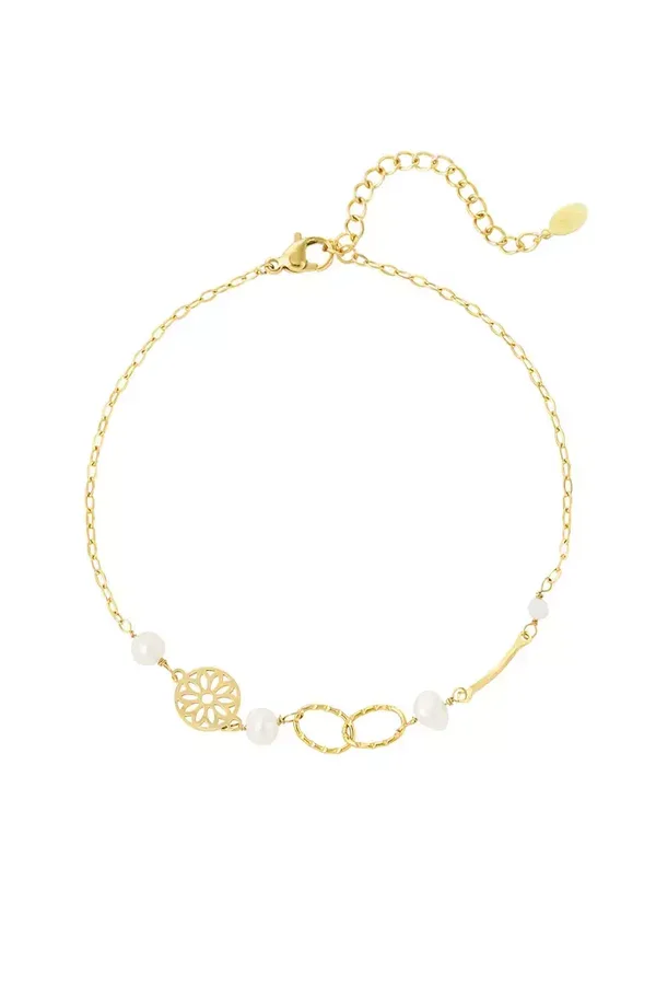 Enkelband cirkels en parels goud