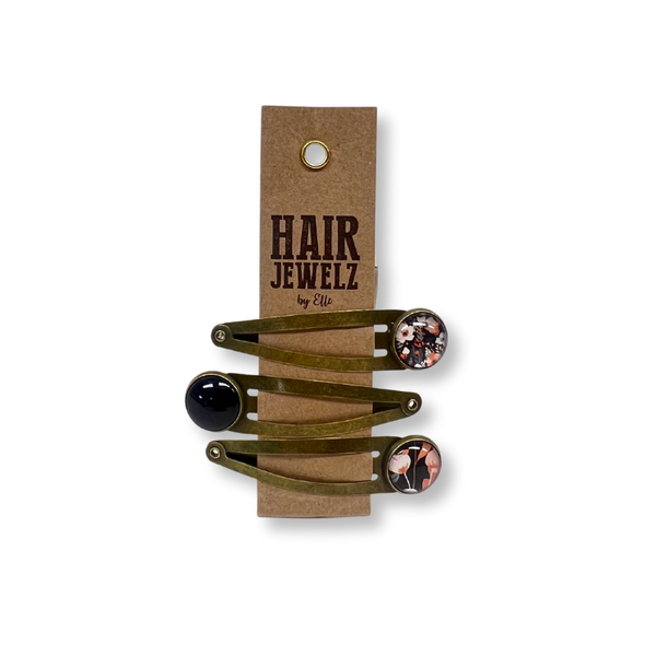 Hairjewelz color clip click Floral Black