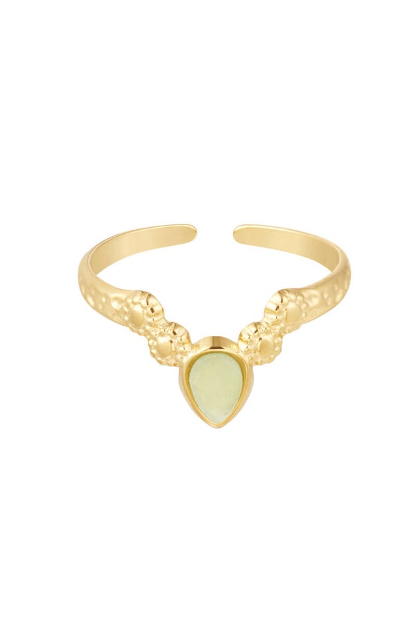 V ring met natuursteentje lichtgroen