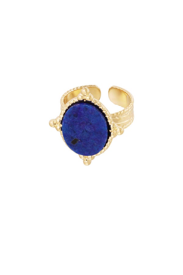 Ring met grote natuursteen donkerblauw
