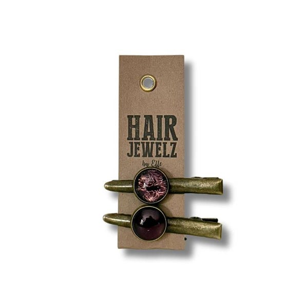 Hairjewelz color clip alligator mini Golden Burgundy