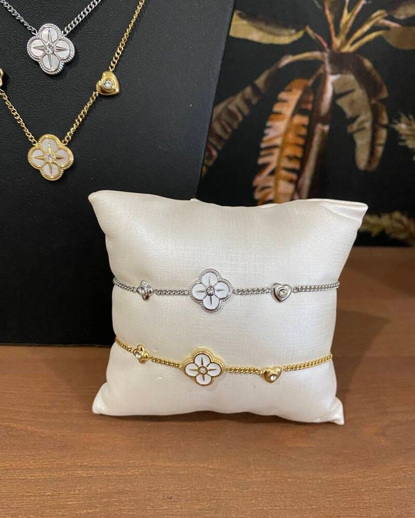 Armband bloem met email zilver