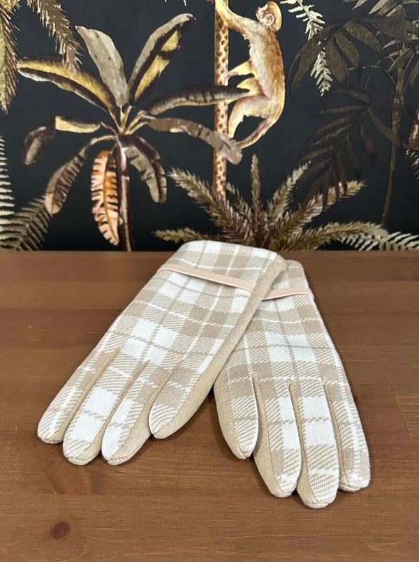 Handschoenen geblokt beige