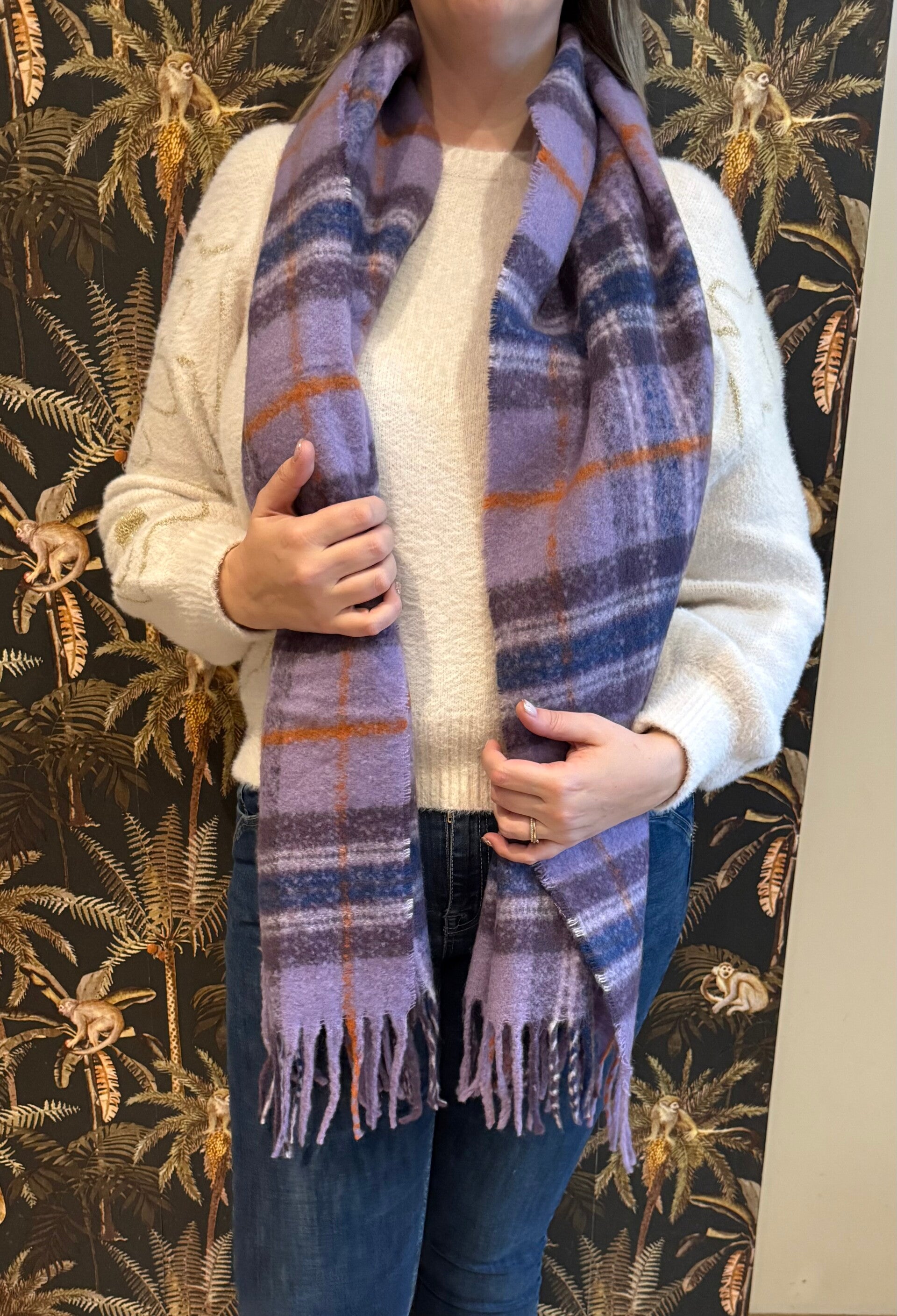 Sjaal colorful checks paars