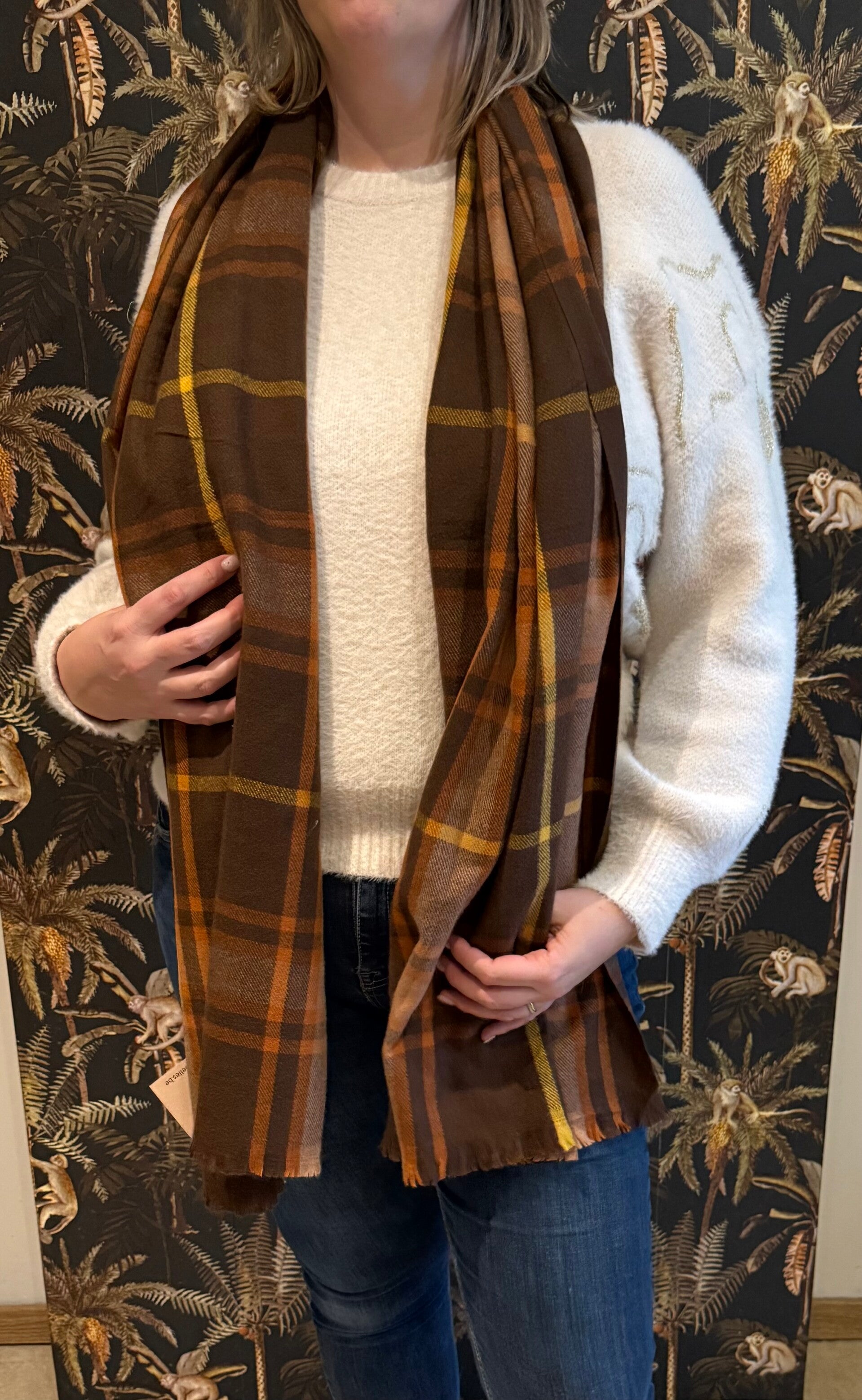 Sjaal checkered bruin