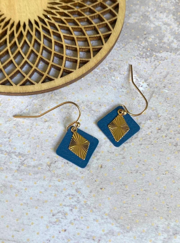 Oorbellen Sarina blauw - goud