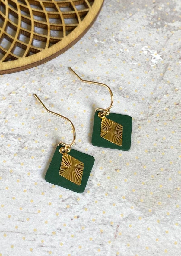 Oorbellen Sarina groen - goud