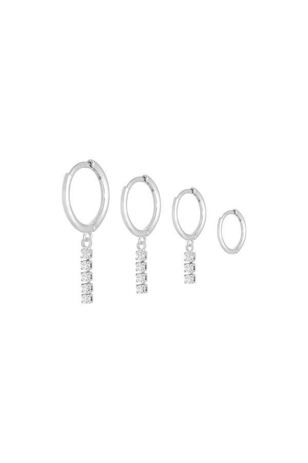 Ear party dangling diamonds zilver