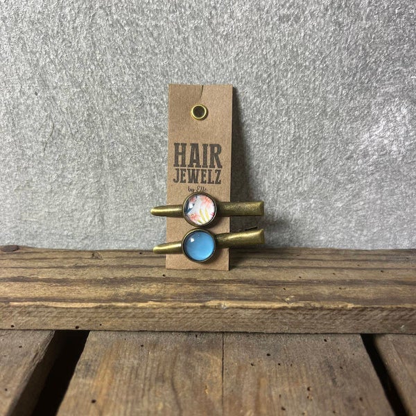 Hairjewelz color clip alligator mini Ocean Sky